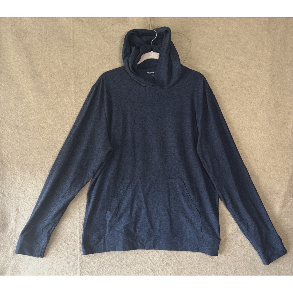 Outdoor Voices CloudKnit Pullover Hoodie Mens Sz XL Blue Heather Pocket